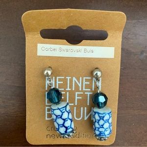 Delft pottery ceramic earrings